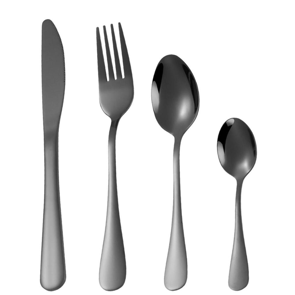 1010 Stainless Steel Western Cutlery Set: Thickened Knife, Fork, Spoon for Hotel & Home, Available In 4 or 24 Pieces