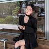 Elegant Belted Casual Blazer Women Spring Autumn Loose Fit Tied Sleeve Slimming Office Suit