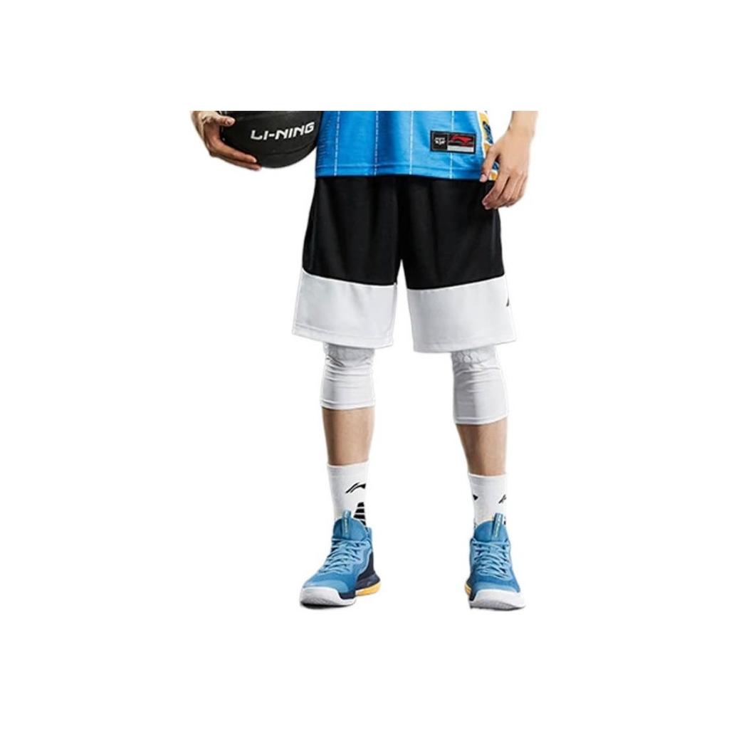 Li Ning Basketball Series Bad Five Printed Logo Letter Pattern Straight Leg Basketball Shorts Men Shorts Black AAPR207-4