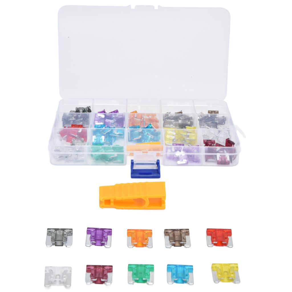 140Pcs Car Fuses Assortment Kit Blade Type Aluminum Sheet Automotive Replacement 530A M S