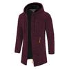 Men's Plus Size Hooded Mid-Length Fleece Knit Cardigan