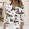 Women Plus Size Asymmetric V Neck Button Decor Long Sleeve Top White Basketball Print