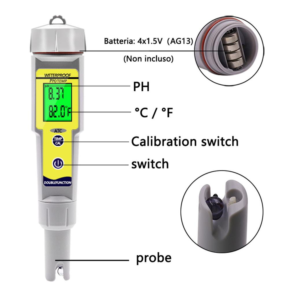 Portable pH Meter Acid Alkali Meter Ph Tester  Accurate Testing for Quality Control Foods Precise Measurements Tool