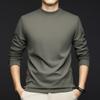 Herren German Velvet Unterhemd, Herbst und Winter Mittelgrün Mode Lässig Halbrollkragen Warmes T-Shirt Pullover