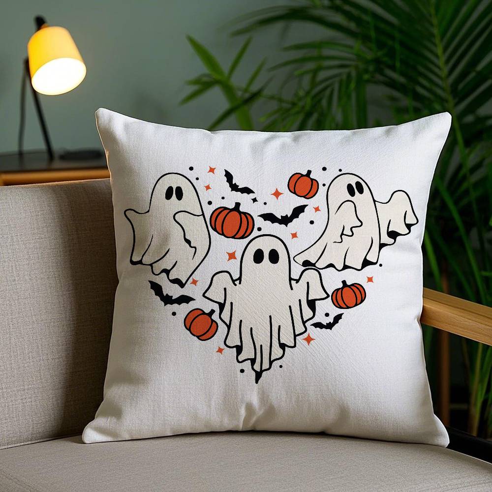 Halloween Cute Ghost Pillow Case Plush Fabric Soft Double Sided Print Sofa Cushion Cover Throw Pillow Covers