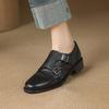 Fashion Women Oxford Low Heel 2025 Spring Shoes for Woman Genuine Leather Brogues Vintage Buckle Loafers Casual Black Brown Girls Shoes