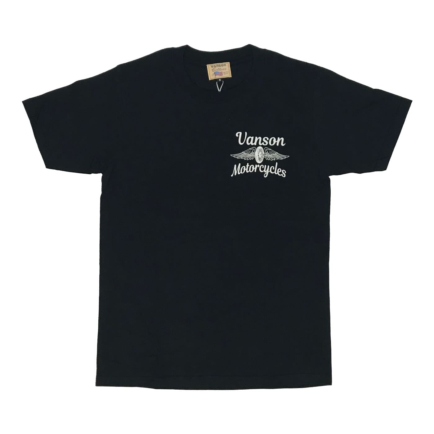 

Vanson LEATHERS Wheel & Wing Print Short Sleeve T-Shirt -882V068- (M, Black)