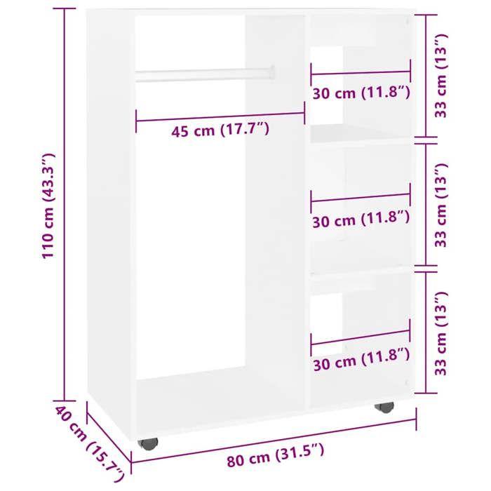 VidaXL Wardrobe White 80x40x110 Cm Chipboard