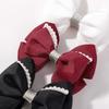 RAINBOW BOWS 2Pcs Retro Wine Red Bowknot Pearl Boutique Hair Clips Girls Ribbon Delicate Barrette Palace Princess Style Headwear