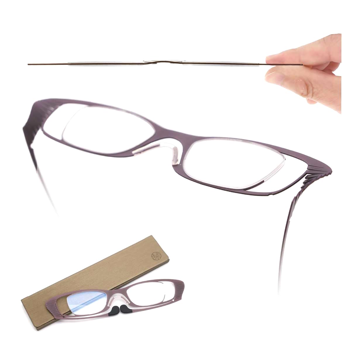 

SHIORI Shiori Чтение для мужчин и Сделано в Сабаэ Футляр Очки Веллингтон, Ультратонкие, Стильные, Женские, Япония, Дизайн, Половина дужек, В комплекте, фиолетовый