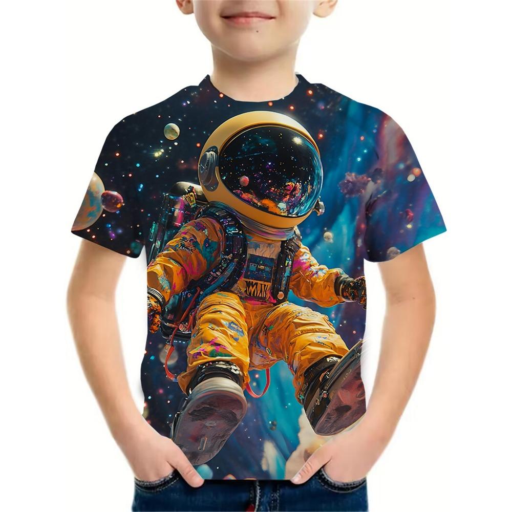 Fashion T-shirt, Summer Short Sleeved Boy Cartoon 3D Printed Boy T-shirt, Round Neck Children's Clothing