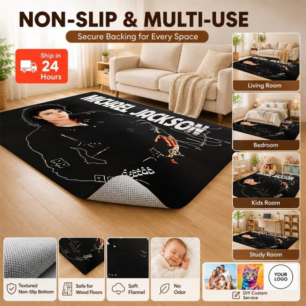 Michael Jackson Portrait Signature Printed Rug Absorbent Nonslip Carpet For Hallway Balcony Study Home Party Decor Halloween Gift