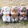 Plush Rabbit Toy Holding Carrot Soft Stuffed Animal Pillow Teens Adults Short Fur PP Cotton Filled