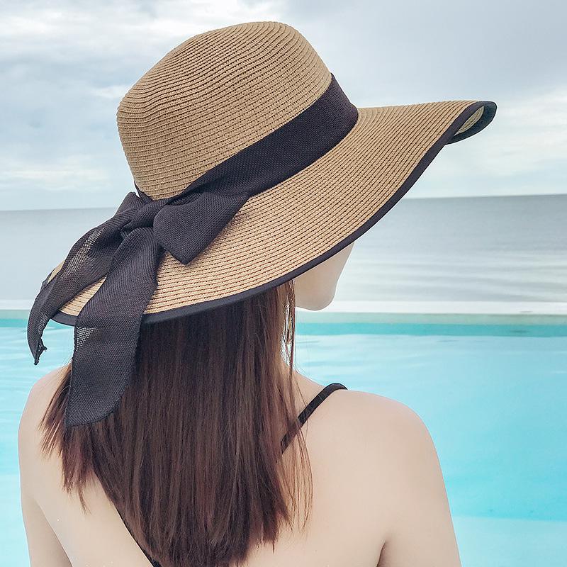 Women's Large Brim Straw Sun Hat for Summer Beach and Seaside Vacation, Anti-UV Protection
