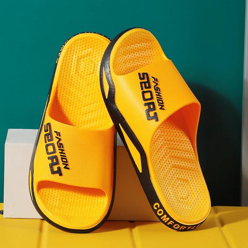 Summer Men's Slippers Thick Platform Alphabet Beach Sandals Non-slip Flat Zapatos Hombre Casual Shoes Women Flip Flops Slippers