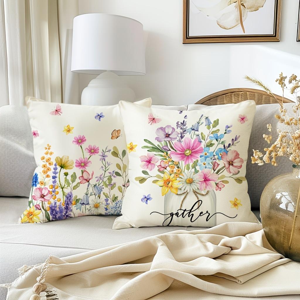Cozy Home - Floral Harmony Pillow CoversLiving room sofa cushion cover, soft and comfortable, bedroom room decoration