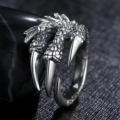 Men's Open Adjustable Chinese Dragon Claw Ring Fashion Ring for Women