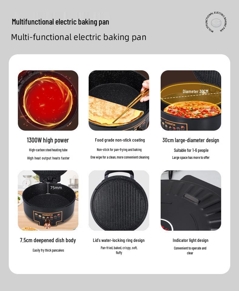 Electric Double-Sided Non-Stick Griddle for Eggs, BBQ, and Pastry