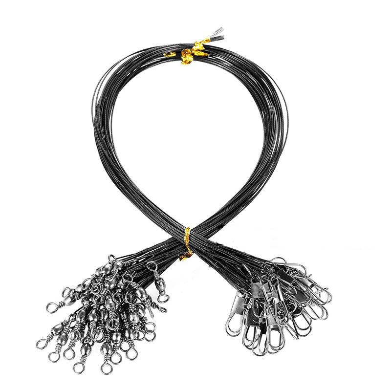 20pcs 15/20/30cm Stainless Steel Wire Leader Fishing Leash With Swivel Anti-bite Line Leadcore For Lure Accessories Pike