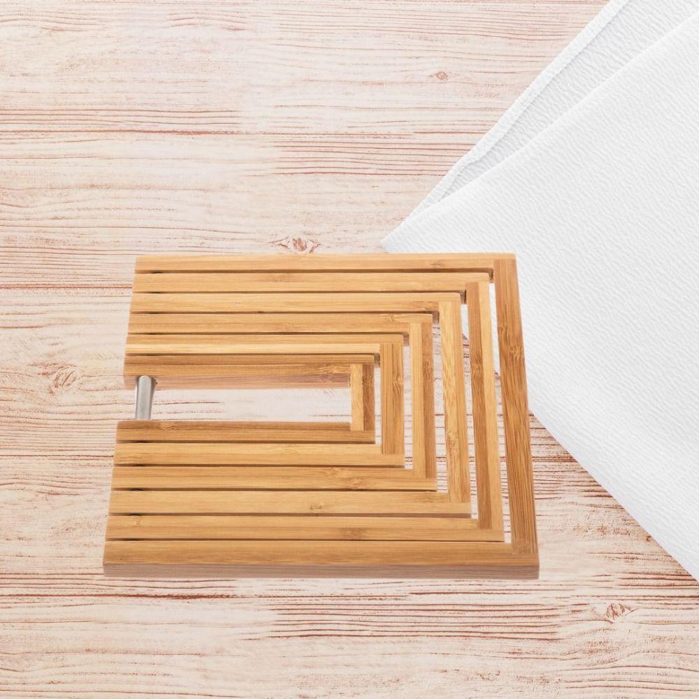 Hollowed-out Bamboo Placemat Natural Anti Scalding Mat Bamboo Heat Insulation Pad  Kitchen Use