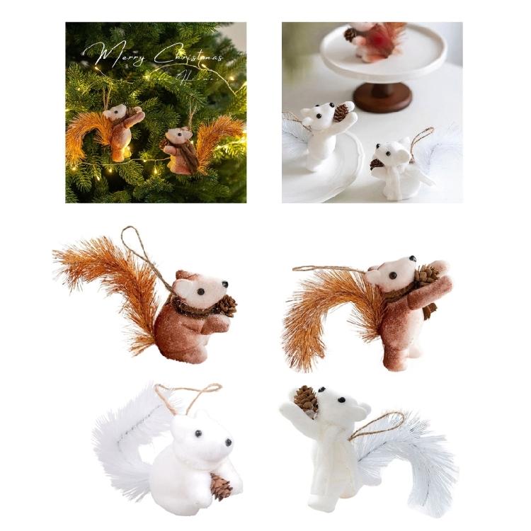 Durable Foam Christmas Squirrel Ornament Party Hanging Decoration For Homes Office Party Holiday Decorative Accent