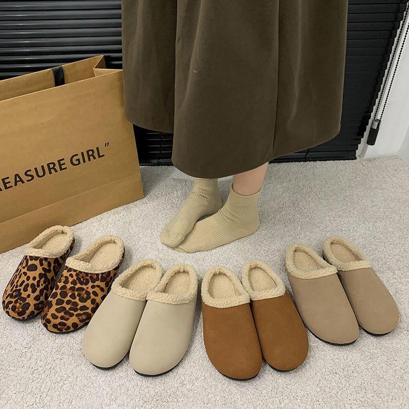 Fashion New Fuzzy House Slippers For Women Men Winter Mules Garden Shoes Soft Plush Slippers Outdoor Warm Furry Clogs Slide Snow Boots