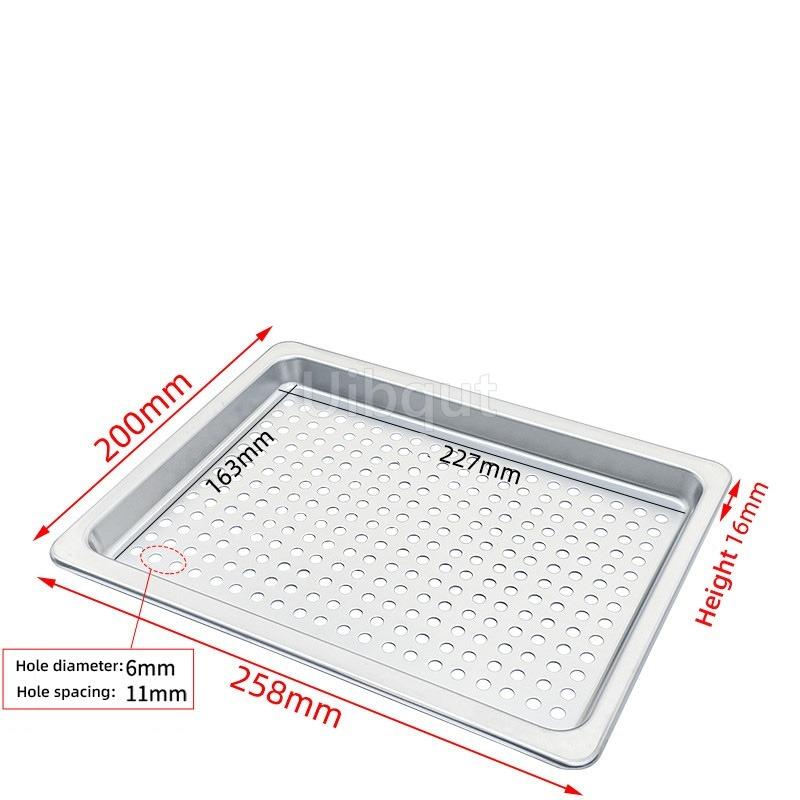 304 Stainless Steel Steamer Tray Kitchen Oil Draining Pan Rectangular Perforated Tray Commercial Oven Steamer Liner Steaming Pan