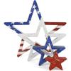 4th of July Decorations Stars Set of 4, Patriotic Memorial Day Wooden Star Tiered Tray Decor, Red White Blue Decor Labor Day Fourth of July Decoration