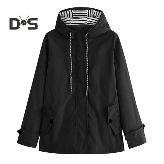 

Водонепроницаемая куртка унисекс с капюшоном и длинным рукавом на молнии для мужчин и женщин, ветрозащитный плащ для пешего туризма, кемпинга, уличного пальто L чёрный