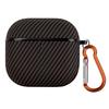 For AirPods 4 Case Carbon Fiber Texture TPU PU Earbuds Protective Cover with Hook