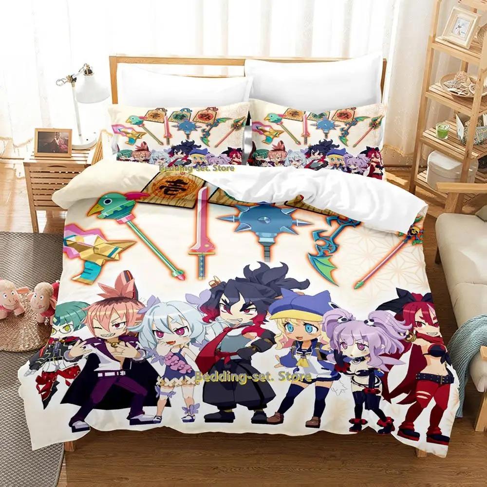 Disgaea 7 Bettwäsche-Set, Einzel-, Zwillings-, Voll-, Queen- und King-Size-Bettset, Schlafzimmer für Erwachsene und Kinder, Bettbezug-Sets, Anime-Bettdecken-Set