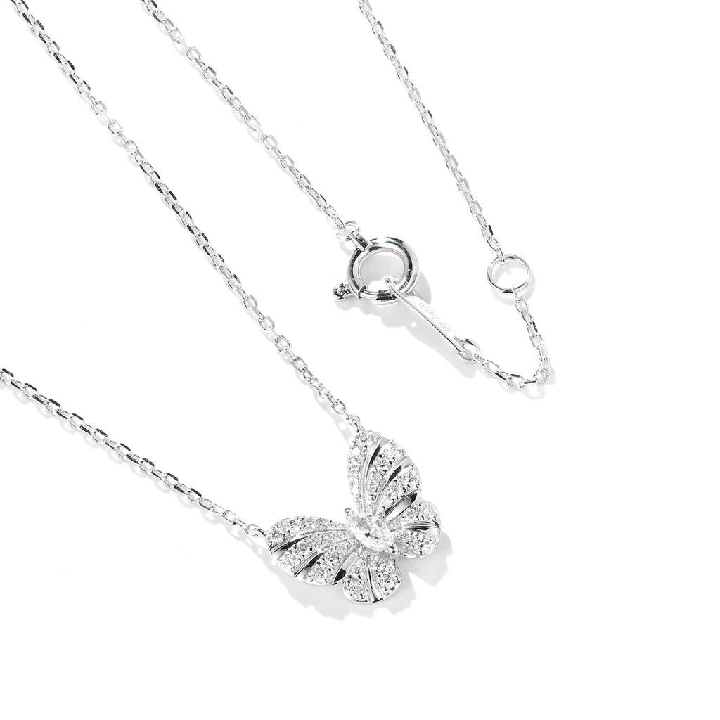 Girls' Heart Butterfly Necklace Korean Style Light Luxury Temperament Inlaid Zircon Necklace Niche Design Sense Clavicle Chain