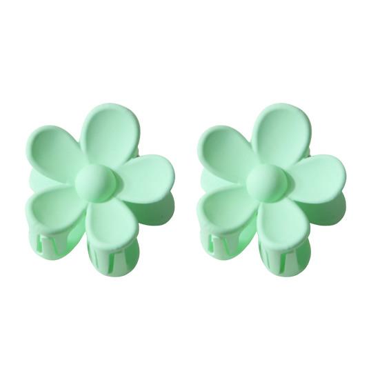 2Pcs Flower Shape Small Hair Claw Easy To Open Strong Hold Side Hairpin Plastic Resin Mini Hair Clip Daily Party Hair Accessory
