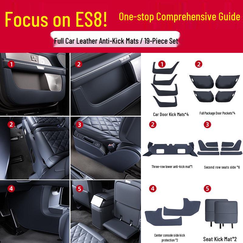 Suitable for 26 NIO 3rd Gen ES8 Models: Car Door Kick Panels & Interior Protection Mats