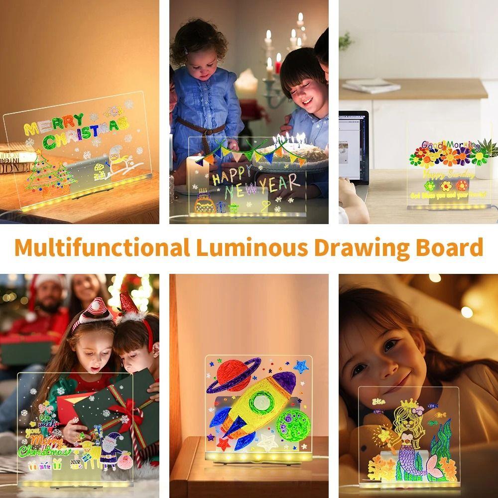 Colorful 7 Pens LED Note Board with Night Light USB Power Children's Drawing Board  DIY Project