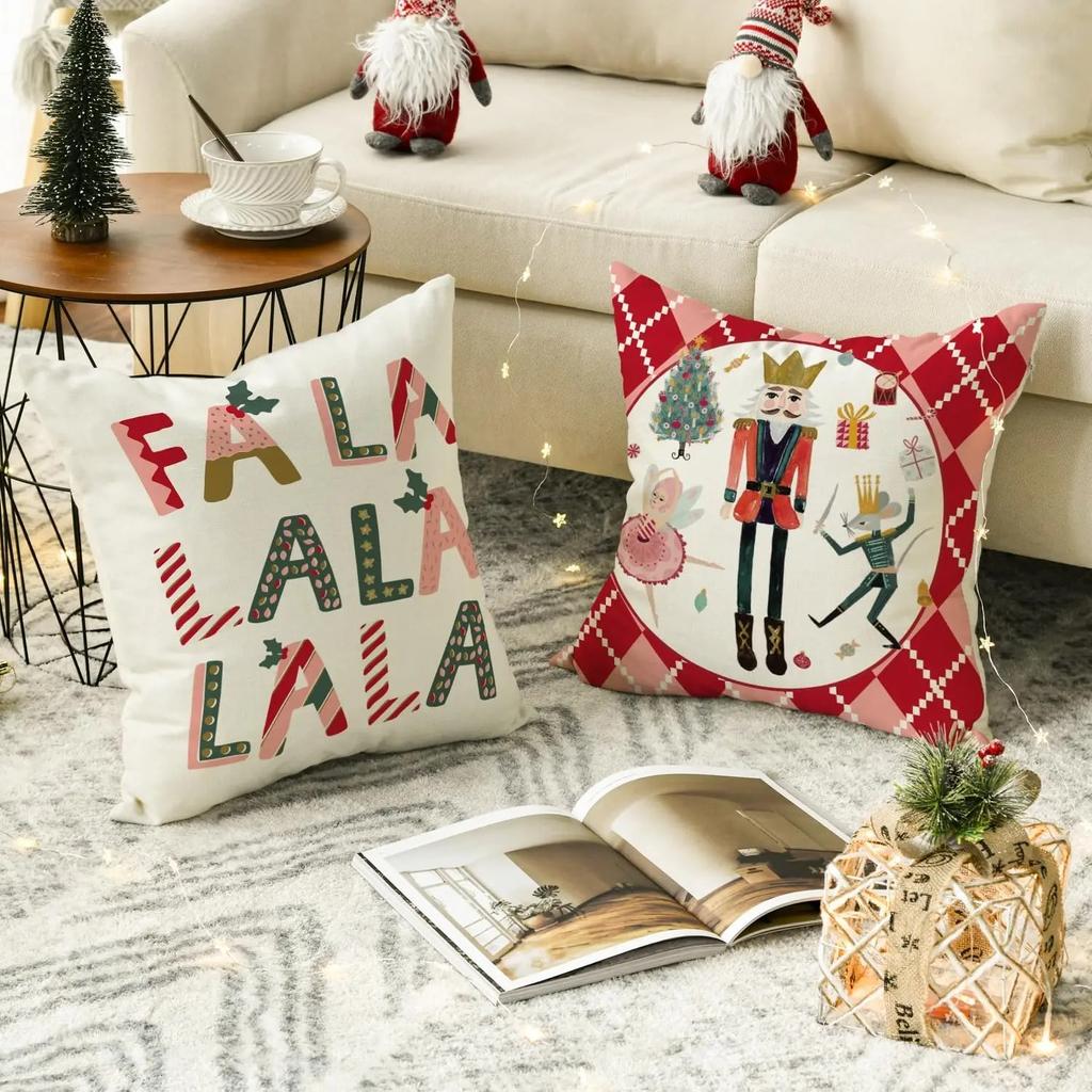 1 piece of Christmas nutcracker decoration pillowcase Christmas tree printed cushion suite room home decoration gift