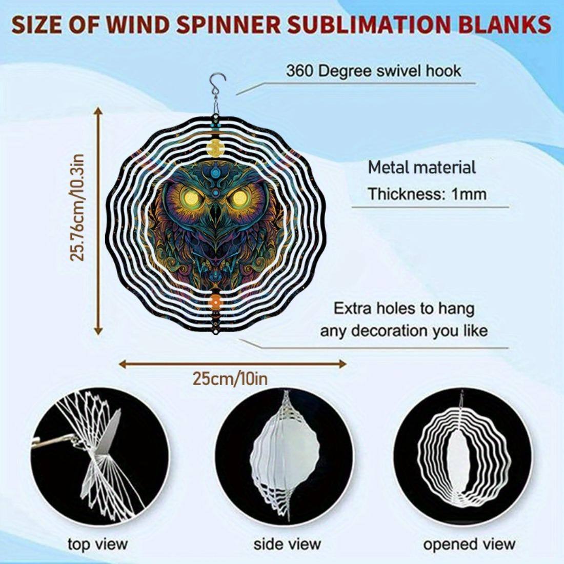 

1 шт. Металлический колокольчик ветра в стиле мандалы 3D «Темная ночная сова» - Вращающийся на 360° садовый декор с яркими цветами, не требует электричества