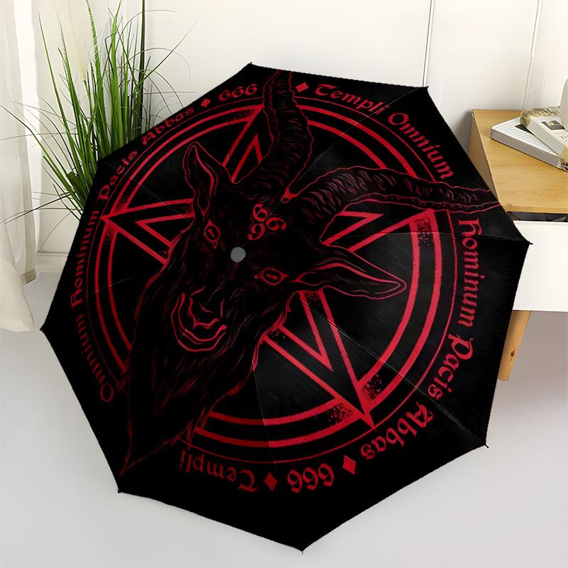 1pc Baphomet Symbol Satanic Artwork Umbrella with Plastic Handle,Suitable for All Seasons Home Travel Outdoor UmbrellaB1663