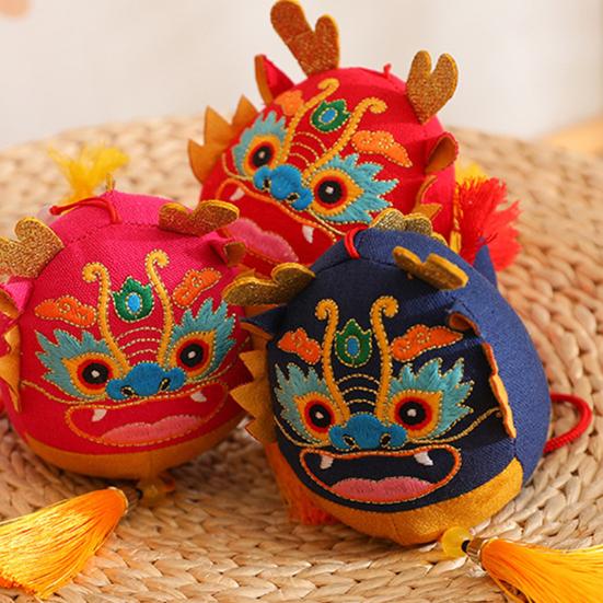 2024 Chinese New Year Dragon Plush Toy with Lanyard Tassel Dragon Mascot Doll Pendant Hanging Ornament Chinese Lunar New Year Gift