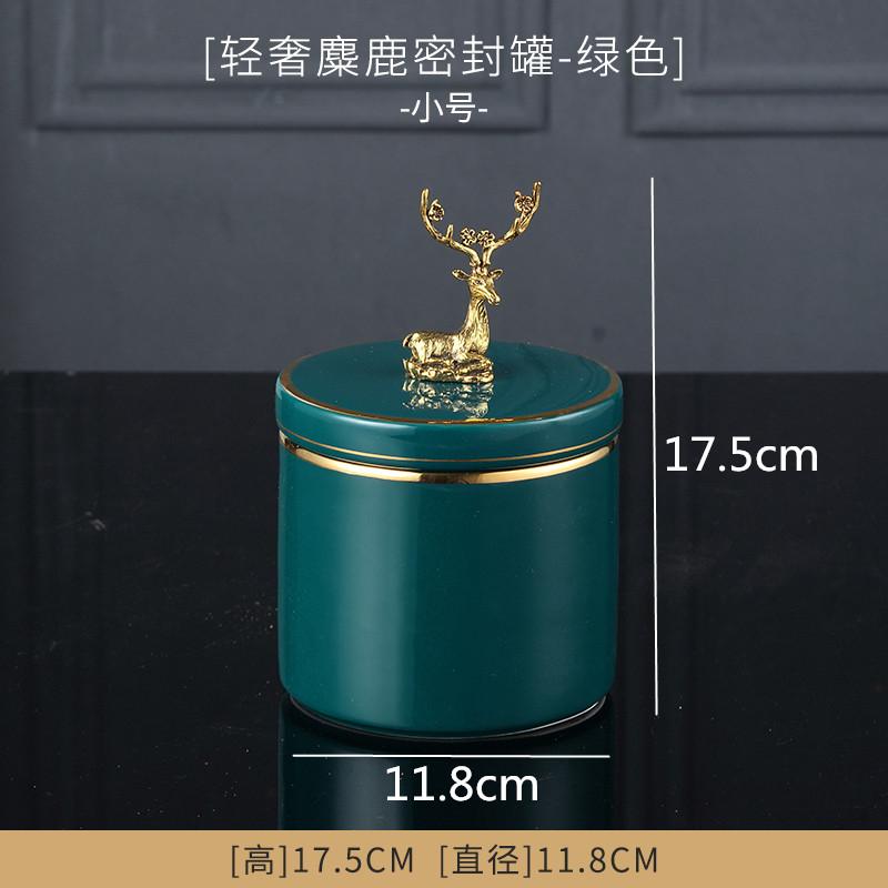 Ceramic Jar Storage Tank with Deer Cover Candy Jar Cotton Swab Box Food Container Snack Box Home Desktop Organizer Tissue Box