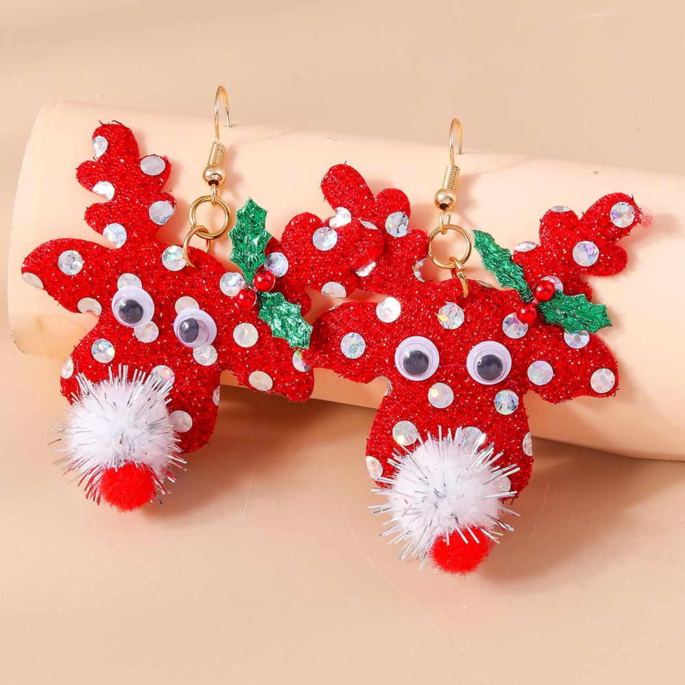 Fashion Christmas Tree Drop Earrings for Women Girls Elk Santa Claus Dangle Earrings X'mas New Year Jewelry Gifts