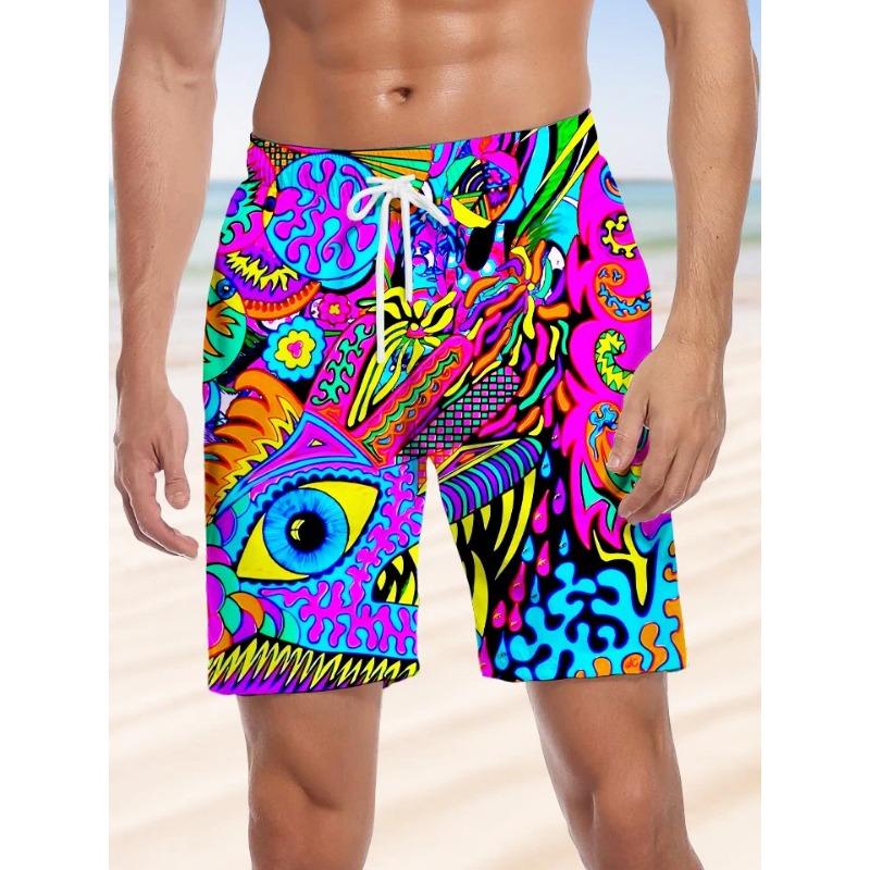 Novelty Men's Shorts Swim Beach Shorts 3D Color Abstract Art Print Surfboard Shorts Swim Trunks Men's and Women's Shorts