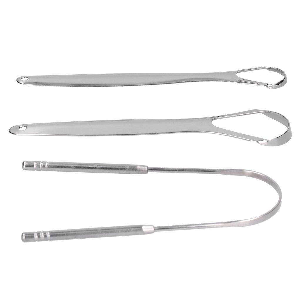 3PCS Portable Tongue Scraper Stainless Steel Tongue Cleaner Cleaning Brush Oral Care Tools