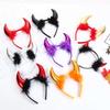 Halloween Feather Decor Ox Horn Shape Glitter Headband Movie Demon Evil Devil Horn Hair Hoop Gothic Cosplay Party Costume
