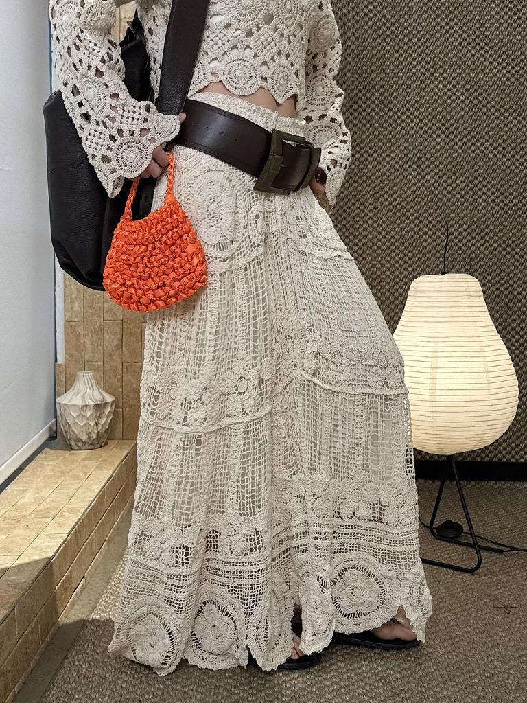 Frühlingshafter Französisch-Bohemian-Häkel-A-Linien-Langrock für Damen