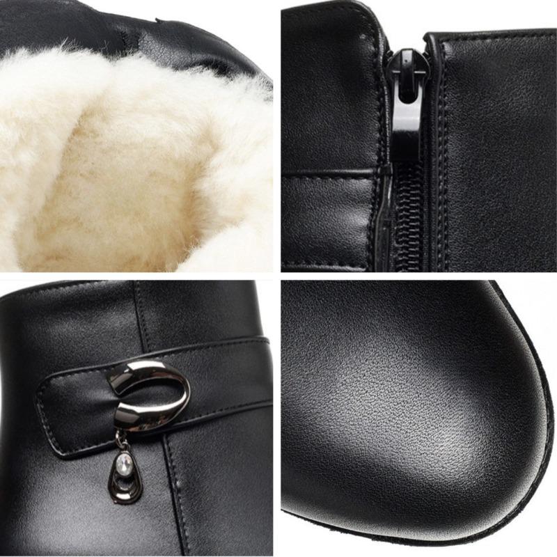Winter Women Ankle Boots Plush Womens Snow Boots Comfortable Zip Cotton Shoes Leather Plus Size Women Shoes New  De Mujer