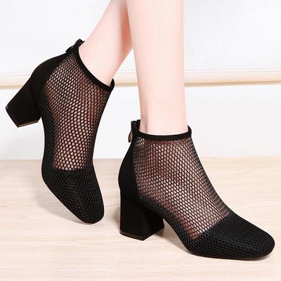 Fashion Mesh Summer Women Sandals Summer Thick Heel High Heel Roman Ladies Sandals Sexy Hollow Out Women Sandals