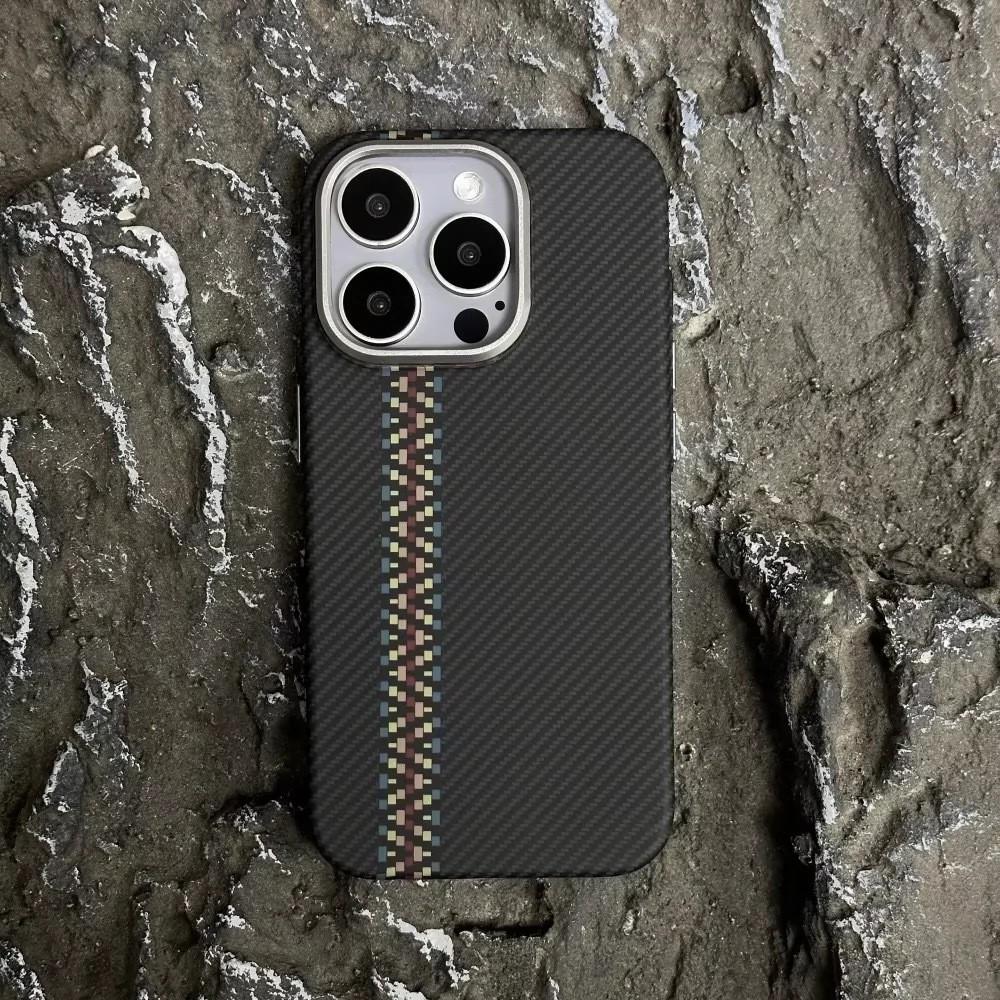 Applicable To IPhone 16 Track Kevlar Carbon Fiber Magnetic Phone Case Apple 15promax Anti Fall Protection Case
