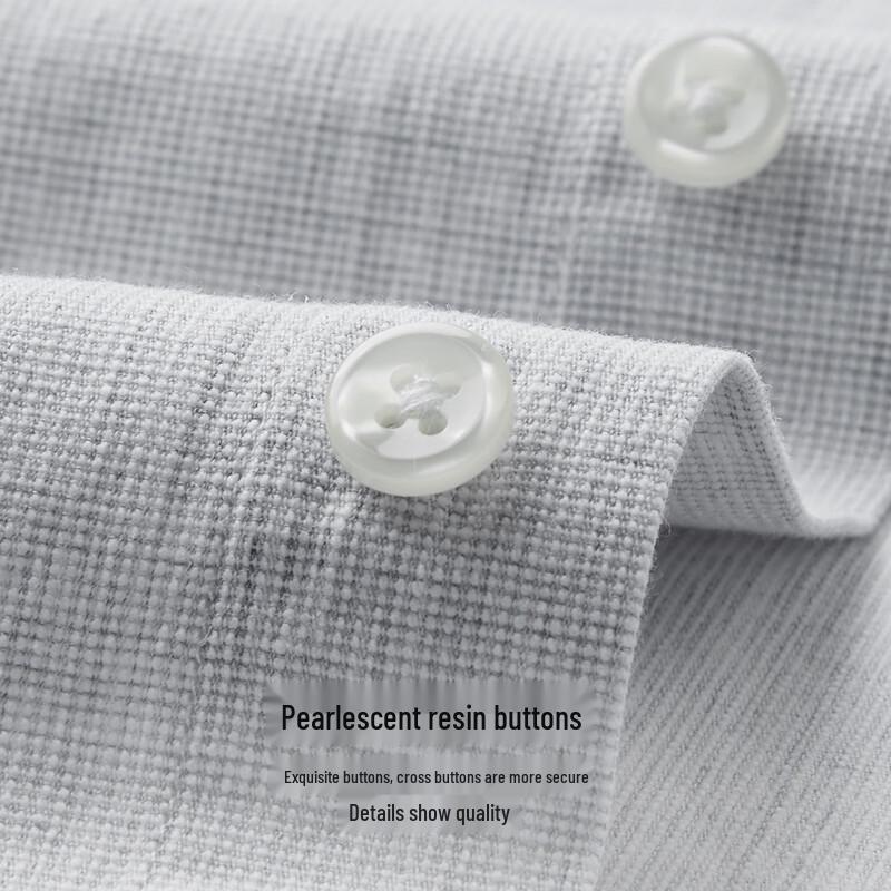 FIRS Men's Natural Linen Short-Sleeve Business Casual Shirt
