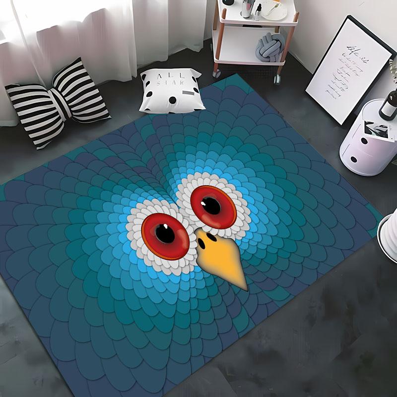 Cool Owl 3D Printing Carpet for Living Room Bedroom Hallway Alfombra Anti-slip Soft Area Rug Sofa Doormat Home Decoration Tapete